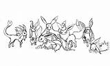 Eevee Pokemon Evolutions Uncolored Umbreon Vaporeon Printouts Coloringhome sketch template