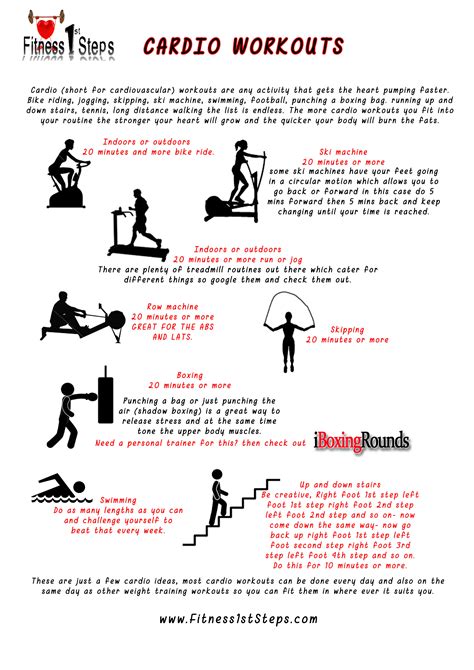 fitnessststeps cardio exercise sheet fitness st steps