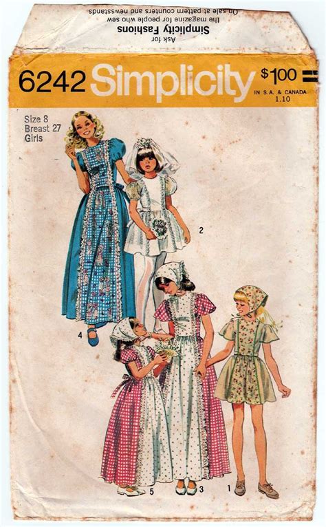simplicity 6242 uncut vintage 1970 s girls maxi or mini dress sewing