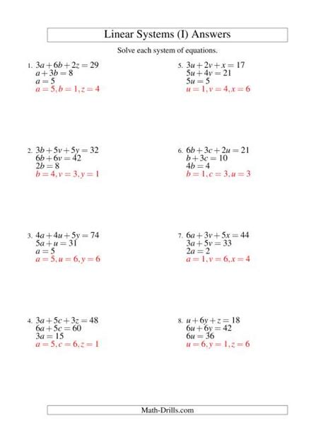 systems  linear equations  variables easy
