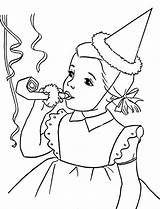 Coloring Birthday Girl Pages Happy Blowing Horn Trumpet Anniversary Drawing Color Getcolorings Luna Popular Getdrawings sketch template