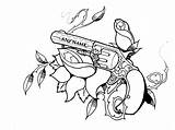 Tattoo Gun Drawing Scorpion Drawings Guns Roses Rose Pistol Tattoos Girly Skull Getdrawings sketch template