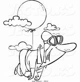 Cartoon Balloon Sky Man Coloring Vector Floating Outline Balloons Through Drawing Girl Flying Leishman Ron Graphic Royalty Getdrawings High sketch template