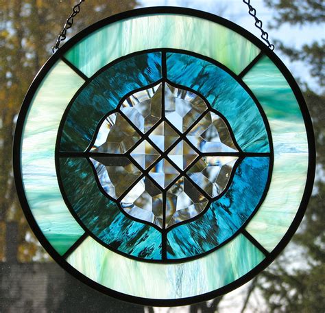 stained glass panel  bevel cluster  barbaras glassworks