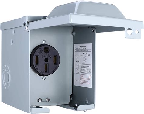 miady 50 amp 125 250 volt rv power outlet box enclosed lockable