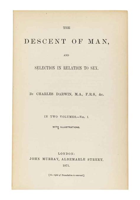 Darwin Charles Robert 1809 1882 The Descent Of Man And Selection In