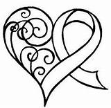 Ribbon Cancer Coloring Pages Clipart Awareness Clip Ribbons Designs sketch template