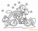 Coloring Bike Girl Riding Pages Spring Cute Color Printable Kids Colouring Seasons Two Girls Bikes Allkidsnetwork Summer Feeding Babies Bird sketch template