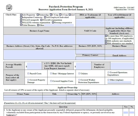 Ppp Application Form Fillable Printable Forms Free Online