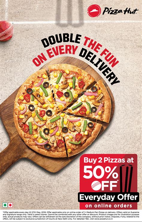 pizza hut double  fun   delivery advertisement published  delhi times newspaper