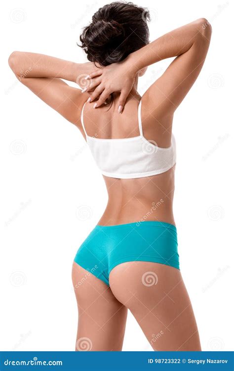 dos sexy de femme dans la lingerie d isolement photo stock image du