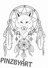 Wolf Dreamcatcher Drawing Dream Catcher Coloring Pages Template Wolves Line Lineart Getdrawings Deviantart sketch template