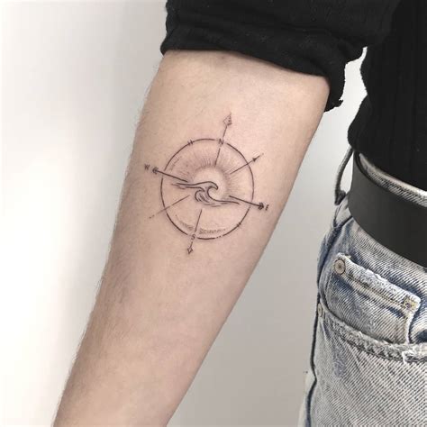 Wave And Compass Tattoo By Amaia Arriaga