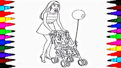coloring pages barbie  chelsea   stroller coloring book