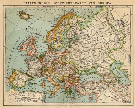 staatkundige overzichtskaart van europa een antieke kaart van europa door winkler prins uit