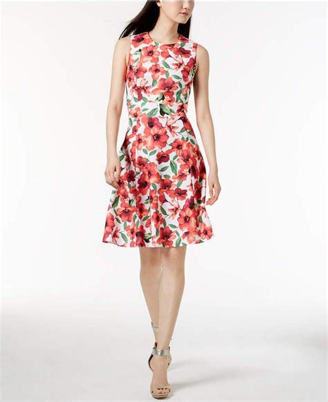 Calvin Klein Floral Print A Line Dress A Line Dress Dresses Knee