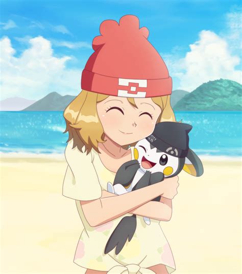 Commission Alola Serena Hugging Emolga By Dadonyordel On