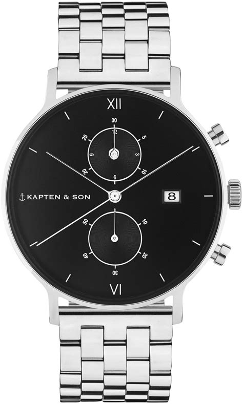 kapten and son chrono silver black steel ab 242 10