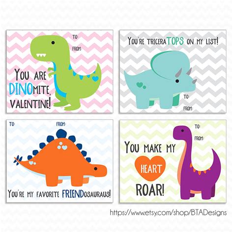 printable dinosaur valentine cards instant  etsy