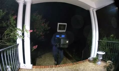 Man Wears Television On Head Leaves Old Tv Sets On Front Door Of Homes