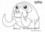Mamoswine Pokemon Coloring Pages Printable Kids sketch template
