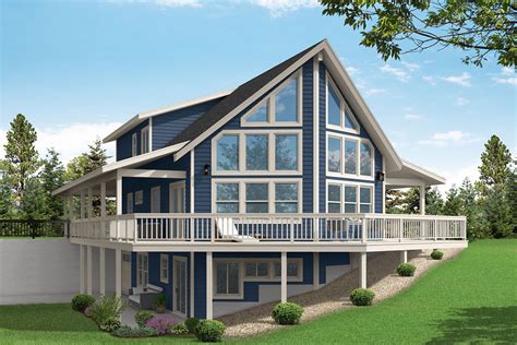 hillside lake house plan  full wraparound porch da architectural designs house plans