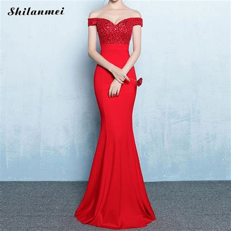 new women s red black royal blue sequin maxi long dress off the shoulder bodycon evening sexy