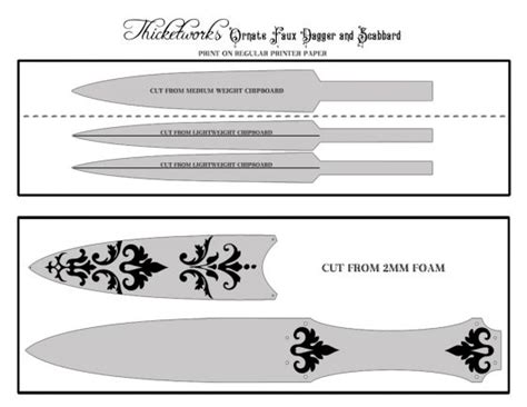 ornate diy cardboard dagger  scabbard thicketworks