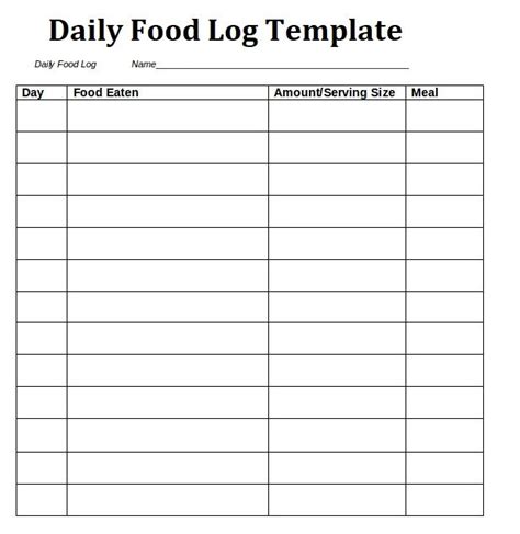 daily food log templates   printable word excel  formats
