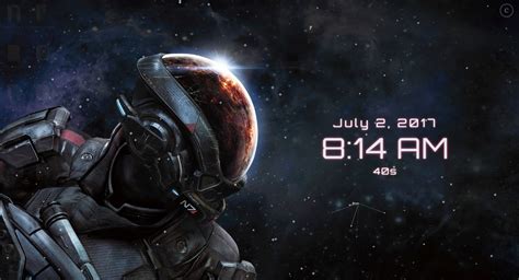 mass effect andromeda digital clock wallpaper engine