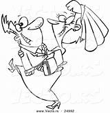 Bride Cartoon Groom Carrying Outlined Toonaday Ron Leishman Vecto sketch template