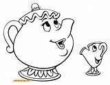 Mrs Coloring Potts Chip Pages Beast Beauty Printable Gaston Disneyclips Footstool Funstuff sketch template