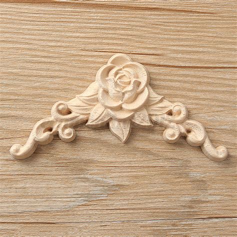 cm wood carved corner onlay applique frame unpainted