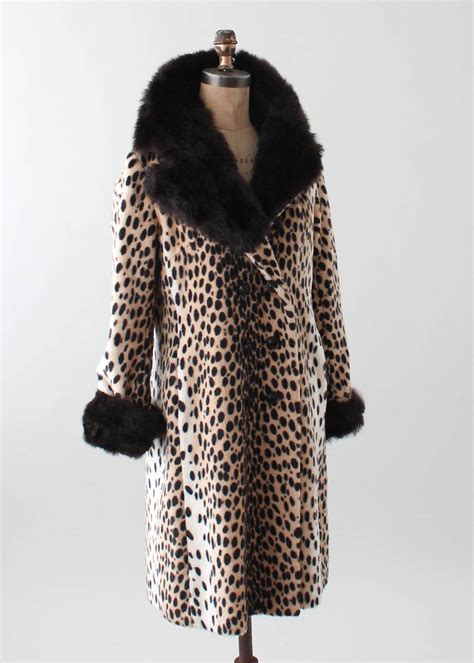 vintage  leopard print  faux fur coat raleigh vintage