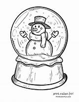 Globe Snow Drawing Snowman Coloring Christmas Pages Winter Globes Colouring Color Sheets Print Template Kids Card Printable Drawings Cute Printcolorfun sketch template