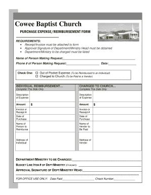 church reimbursement form fill   sign printable  template