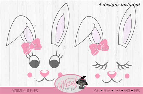 easter bunny face svg girl bunny face svg cut file  svgs