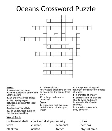ocean crossword puzzle printable