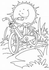 Coloring Bicycle Summer Pages Sun Bike Kids Sheets Printable Print Preschoolers Color Cartoon Mountain Safety Fun Activity Racing Against School sketch template