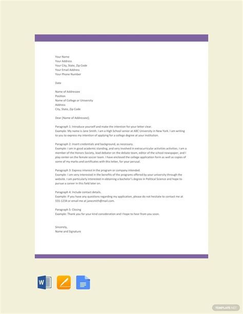letter template   word google docs  template
