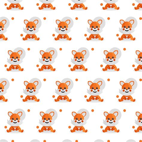 cute seamless pattern  fox design  white background
