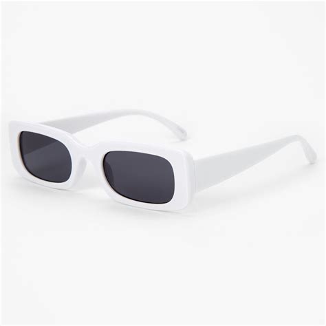Rectangular Retro Sunglasses White Claire S Us