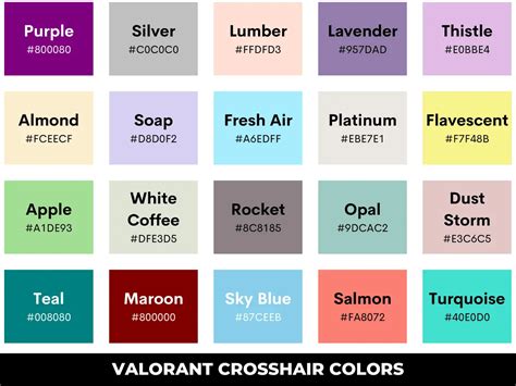 valorant color codes  crosshair colors