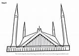 Draw Faisal Mosque Drawing Shah Masjid Pakistan Minar Pencil Step Sketch Coloring Drawings Pages Drawingtutorials101 Template Paintingvalley Learn sketch template