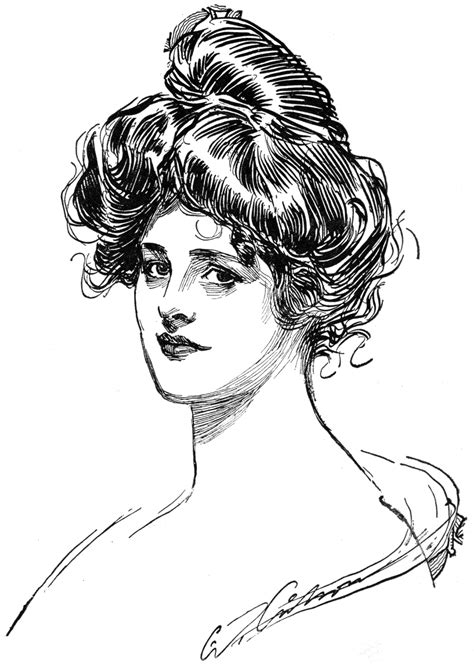 lovely vintage gibson girl drawing  graphics fairy