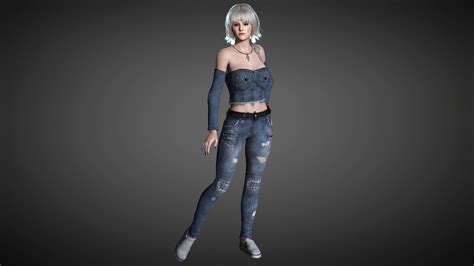 3d model aaa realistic female character 18 vr ar low poly rigged