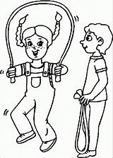 Coloring Pages Jump Rope Kids Jumping Adults Super Popular Coloringhome sketch template