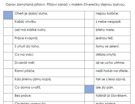 prislovi pracovni list ukolnicek