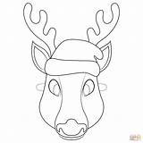 Christmas Coloring Reindeer Mask Pages Printable Masks Animal Year Categories sketch template