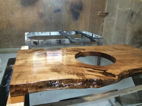 edge vanity wood slab countertop  edge table